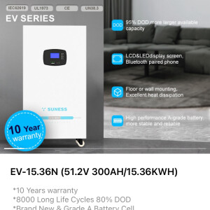 Suness Ev 15.34 kw 300 ah 8000 cycles