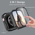 Adepoy Hard Case Compatible with Apple Watch 45mm Series 7 with Tempered Glass Screen Protector