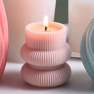 Geometric Striped Cylinder Handmade Scented Candle