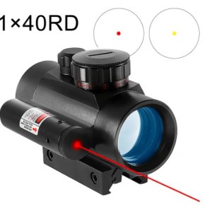 1x40 with Red Laser Red Dot Sight Scope Tactical Optics Riflescope Fit 11/20mm Rail rifle sight for hunting